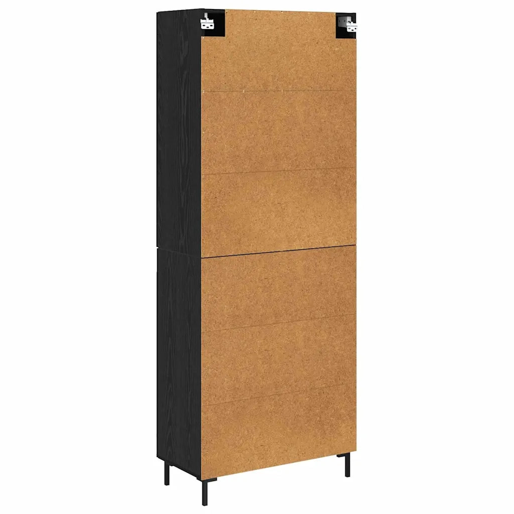 Credenza 2 pcs Rovere Nero Legno multistrato