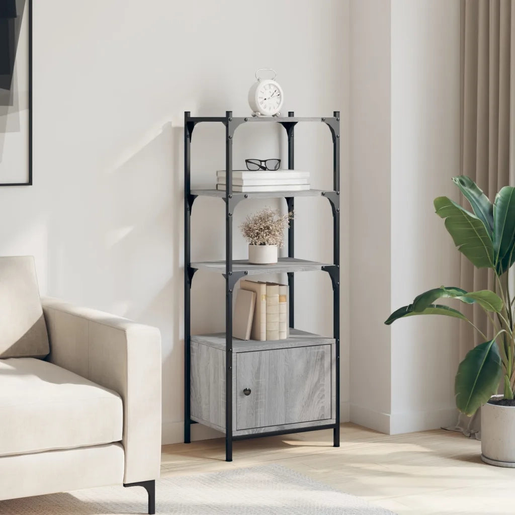 Libreria 3 Ripiani-Scaffale per Libri-Mobile di Stoccaggio Grigio Sonoma 41x30x109,5cm Legno Multistrato