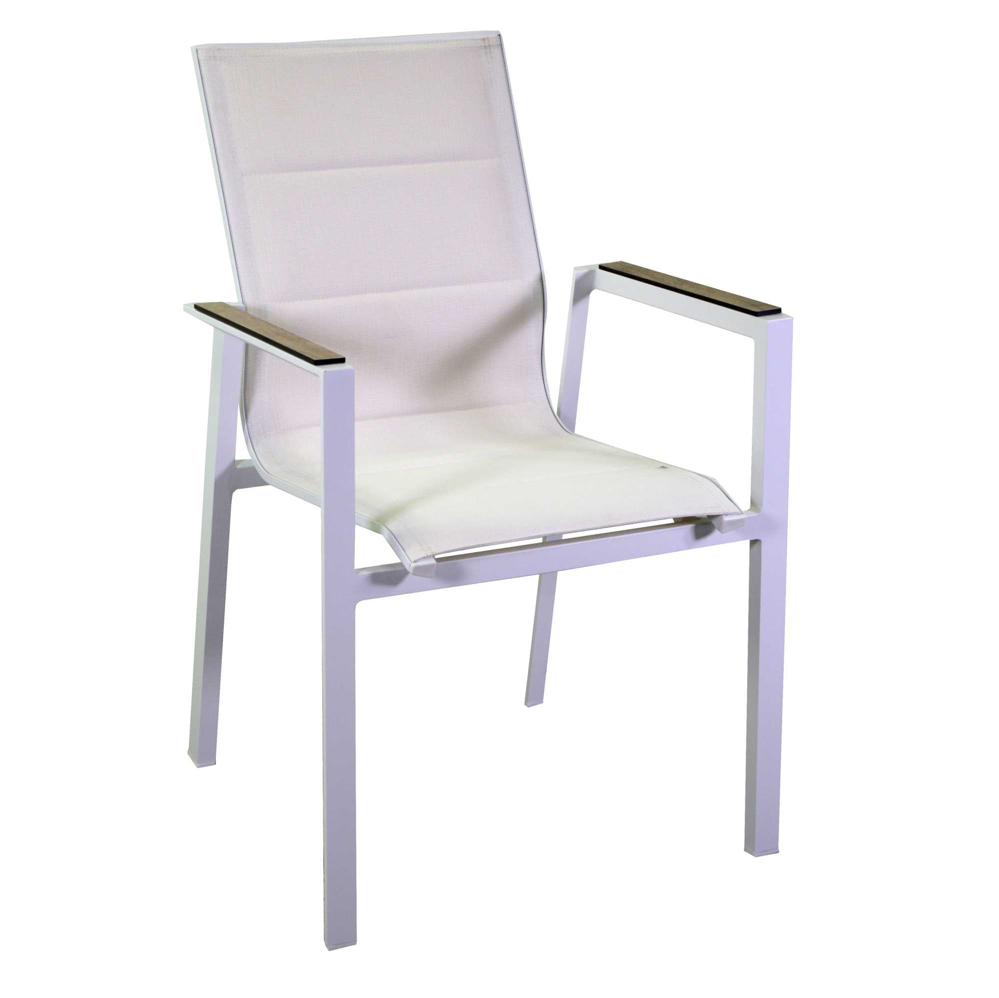 Sedia da Giardino 56x66xh90 cm in Alluminio e Texilene Riverside Bianco