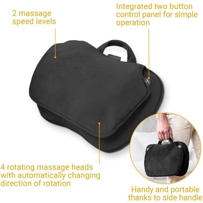 MEDISANA MC 850 - Cuscino massaggiante Shiatsu per spalle, schiena, gambe e collo - 2 velocità - Funzione calore - Imbottitura flessibile