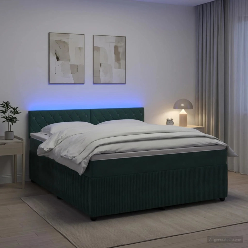 Letto box spring con materasso Verde Scuro 180 x 200 cm Velluto 3453188