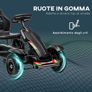 Go Kart a Pedali per Bambini 5-12 Anni con Sedile Regolabile e Freno a Mano Nero