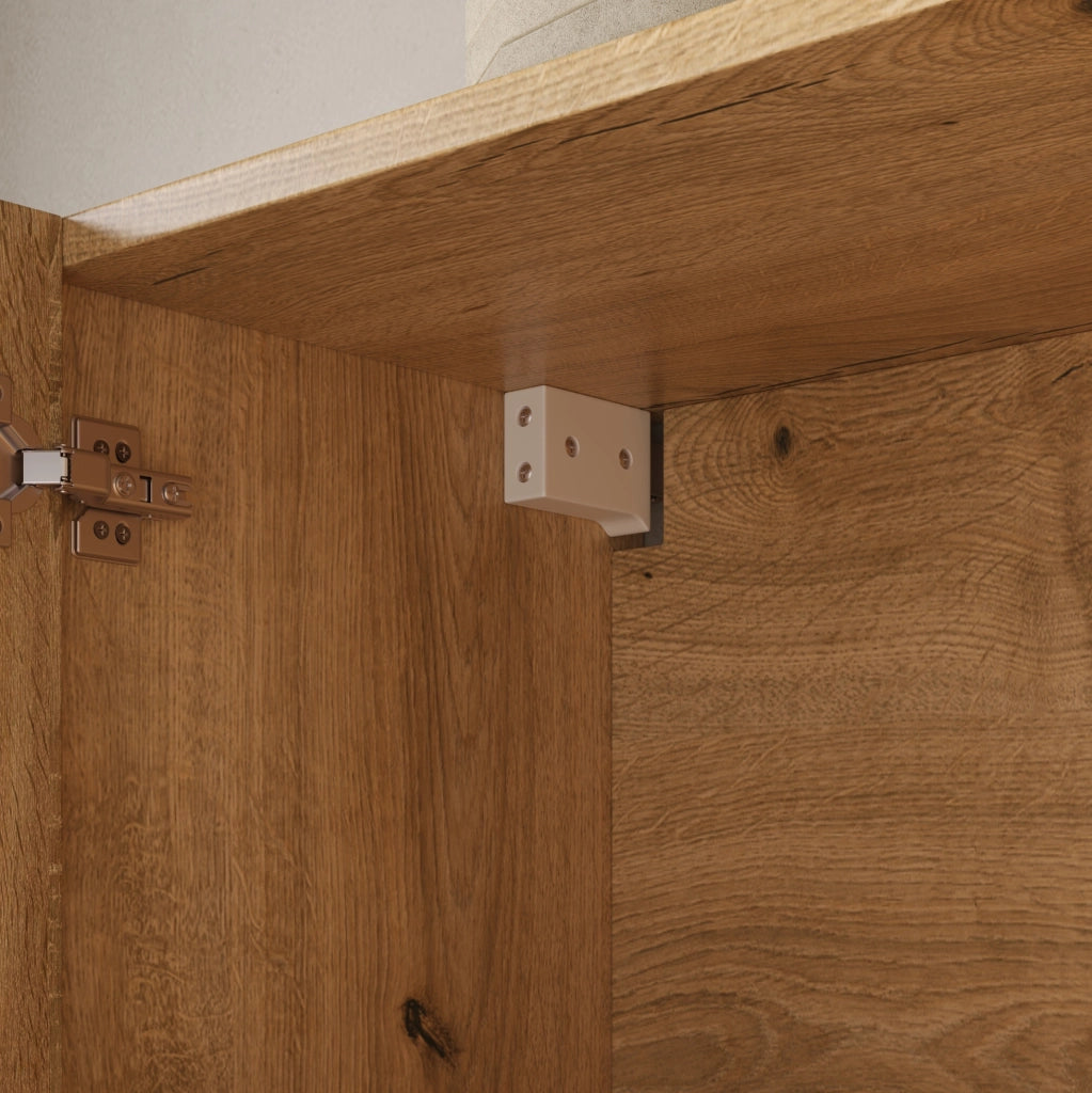 Mobile pensile da parete a 3 ante in MDF naturale, 90 × 29 × 60 cm