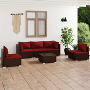 Set Divani da Giardino 6 pz con Cuscini in Polyrattan Marrone 3102195