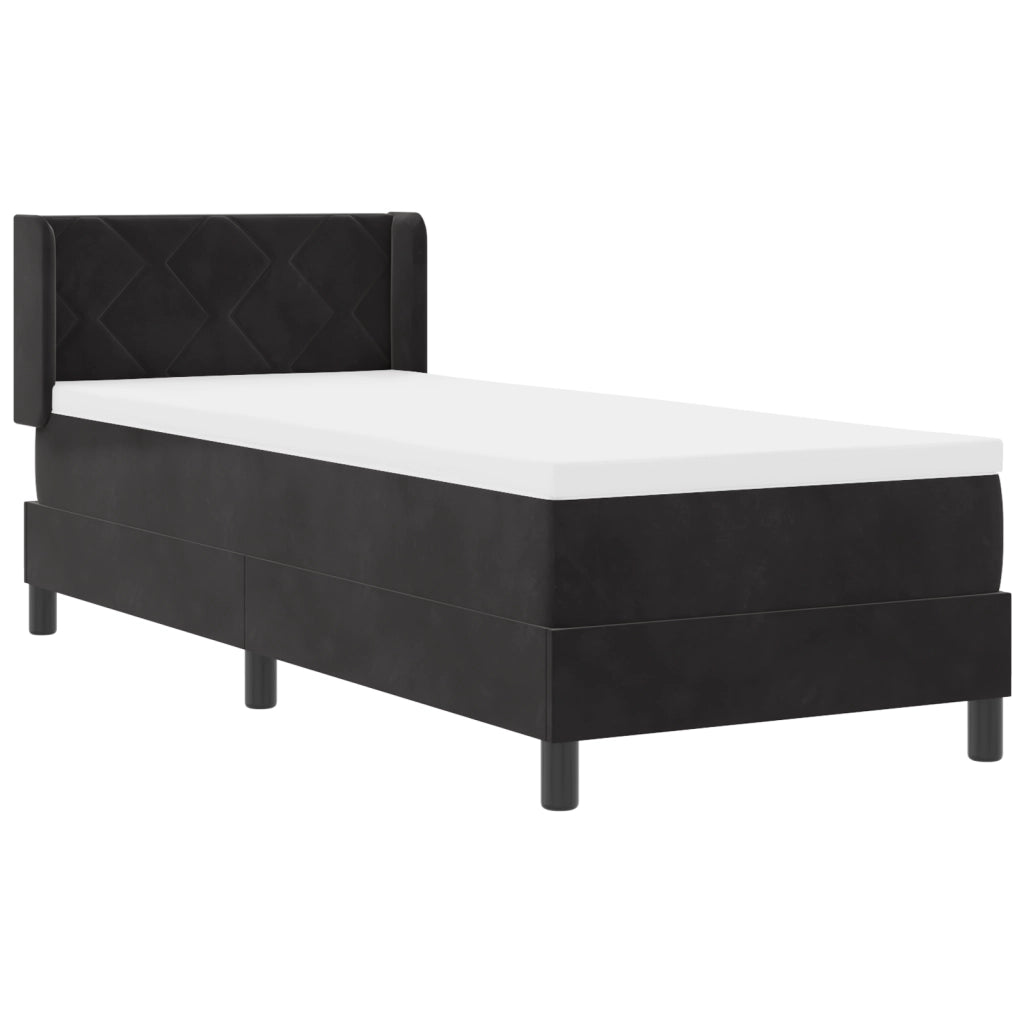 Letto a Mola con Materasso Nero 80x200 cm Velluto