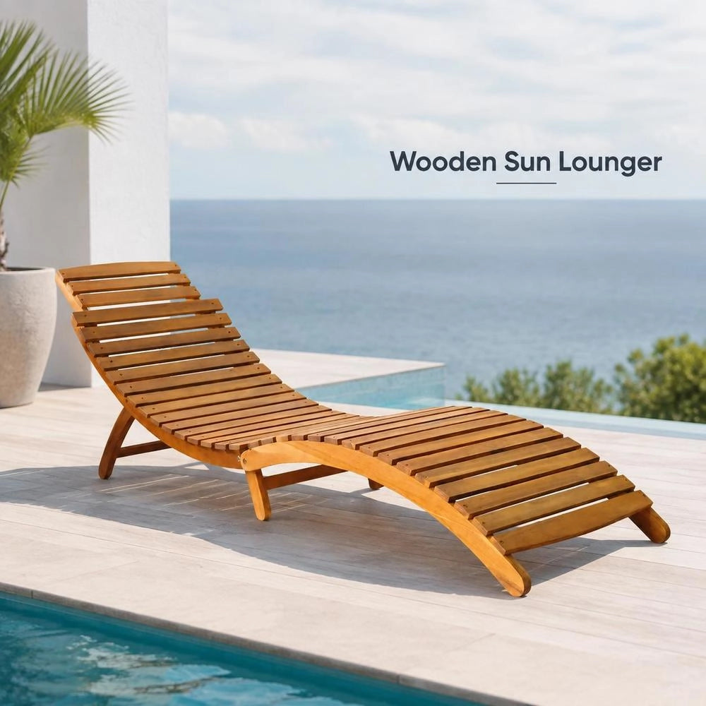 Sun Lounger Solid Acacia Wood Brown