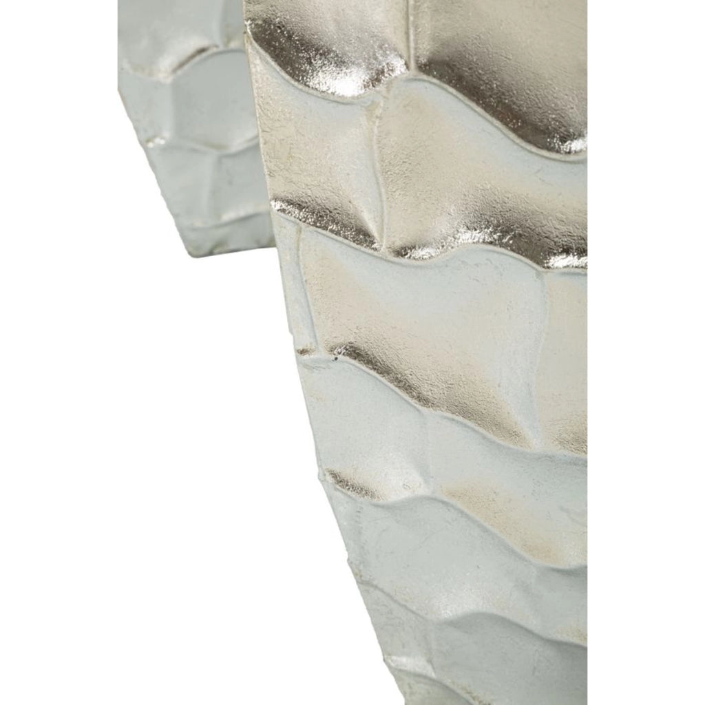Set di 3 Vasi Decorativi VKH422, Argento, Metallo, 38,1x38,1x90,8 cm