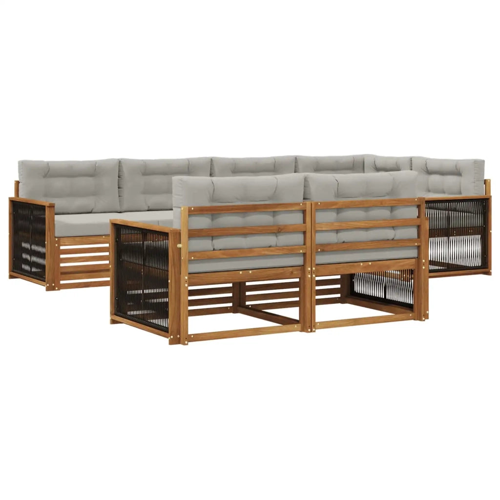 Set di divani da esterno 7 pz Naturale e Grigio Chiaro 3383474