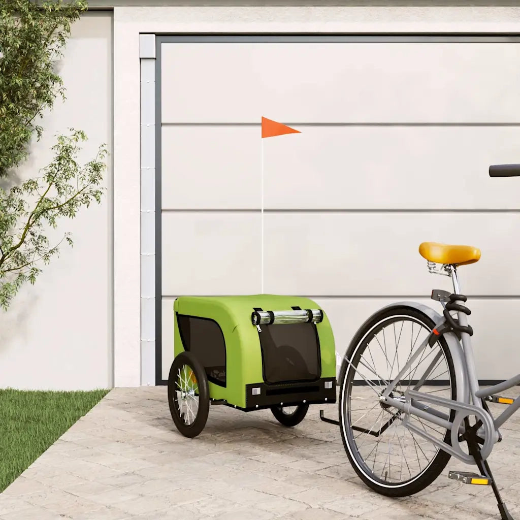 Rimorchio da Bici per Animali Verde e Nero Oxford e Ferro CFW3239221