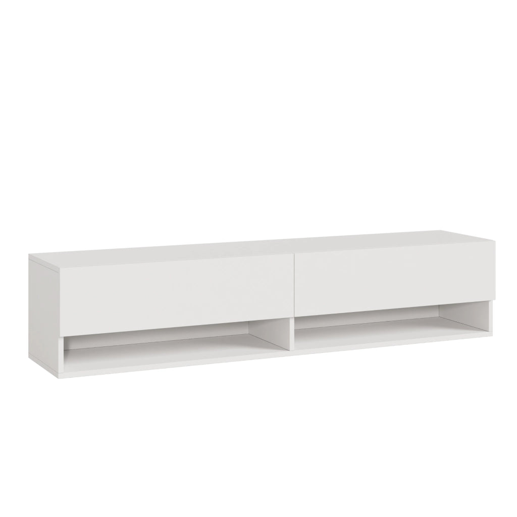 Mobile Porta TV Halmstad da Parete con Ante a Ribalta 140 x 31 x 30 cm - Bianco [en.casa]