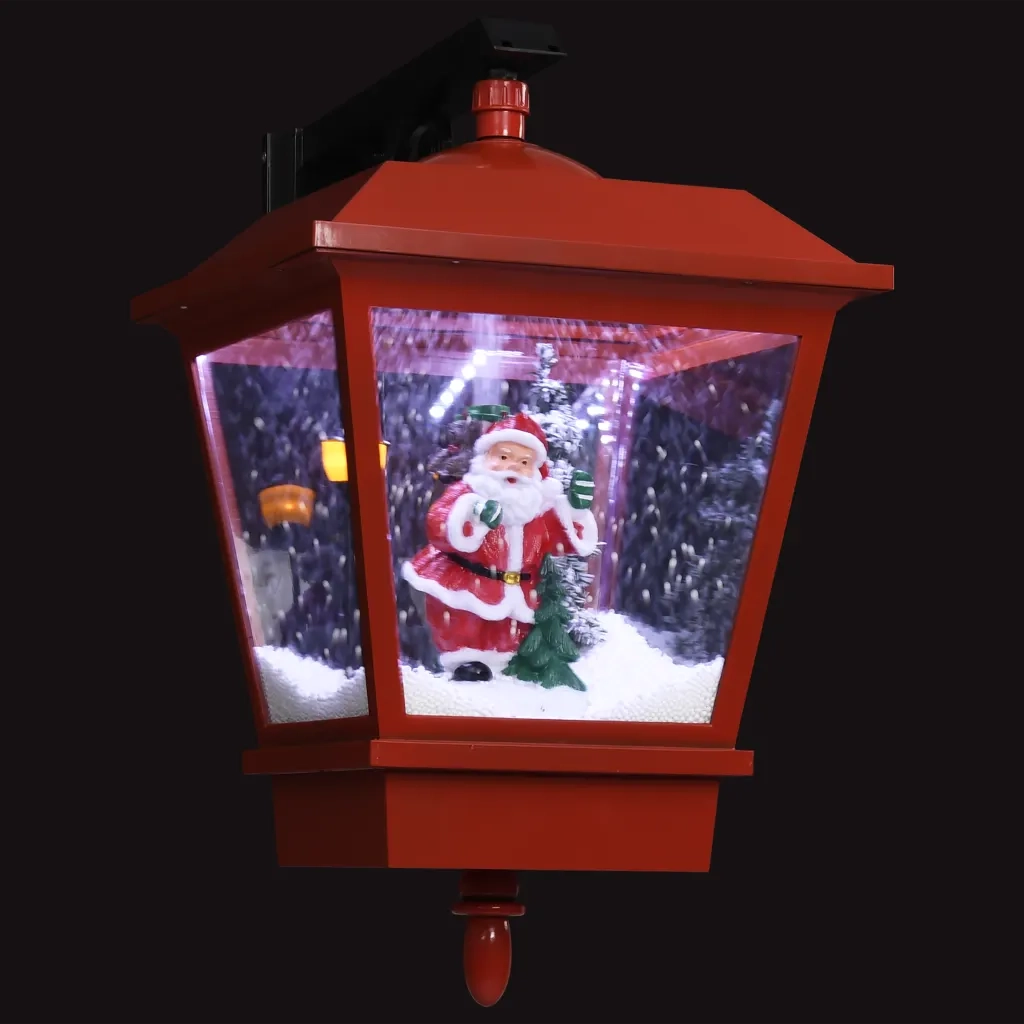 Lampada Natalizia da Parete LED e Babbo Natale Rossa 40x27x45cm CFW9416010