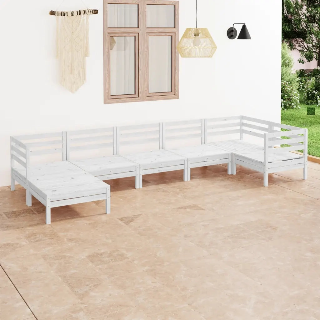Set Divani da Giardino 7 pz in Legno Massello di Pino Bianco  cod mxl 44757