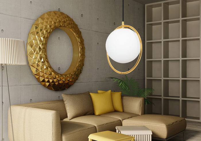 Lampada Da Soffitto Pensile Di Vetro Palla Oro Bianco Oro APP430-1CP