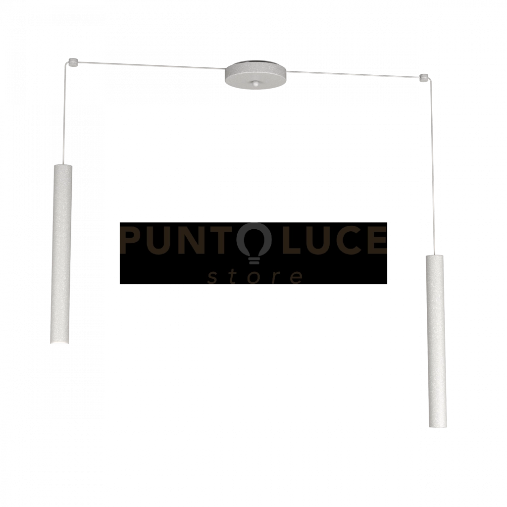 ROUND TUBE SOSPENSIONE 2 LUCI GRIGIO CAVO CM.250 CON BASE 1174-S2-GR