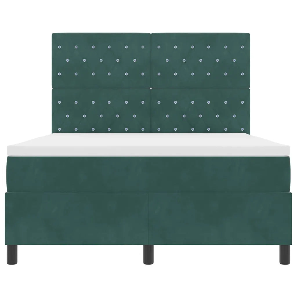 Letto a Sorgente LED Verde Scuro 140 x 190 cm Velluto 3343247