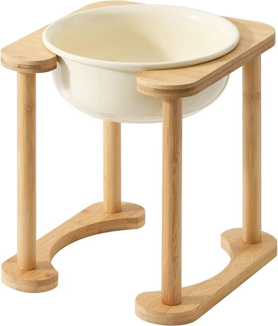 Ciotola per cani in ceramica con superficie antiscivolo, adatta per cani di taglia media e grande, con ciotola per cibo e acqua, ciotola per animali domestici (singola 21 cm, bianco crema)