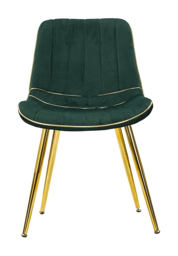 Set 2 Sedie Imbottite 51x59x79 cm in Poliestere Paris Verde e Oro