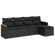 Set Divani da Giardino 5 pz | Set Salotto da Giardino con Cuscini in Polyrattan Nero