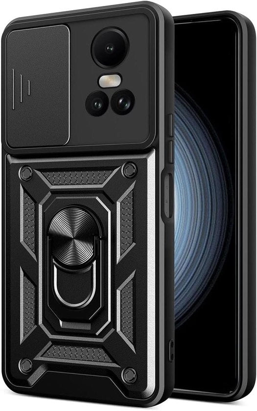 Hoesa con schermo resistente agli urti e stand magnetico per OPPO Reno 10 5G/OPPO Reno 10 Pro 5G - Nero