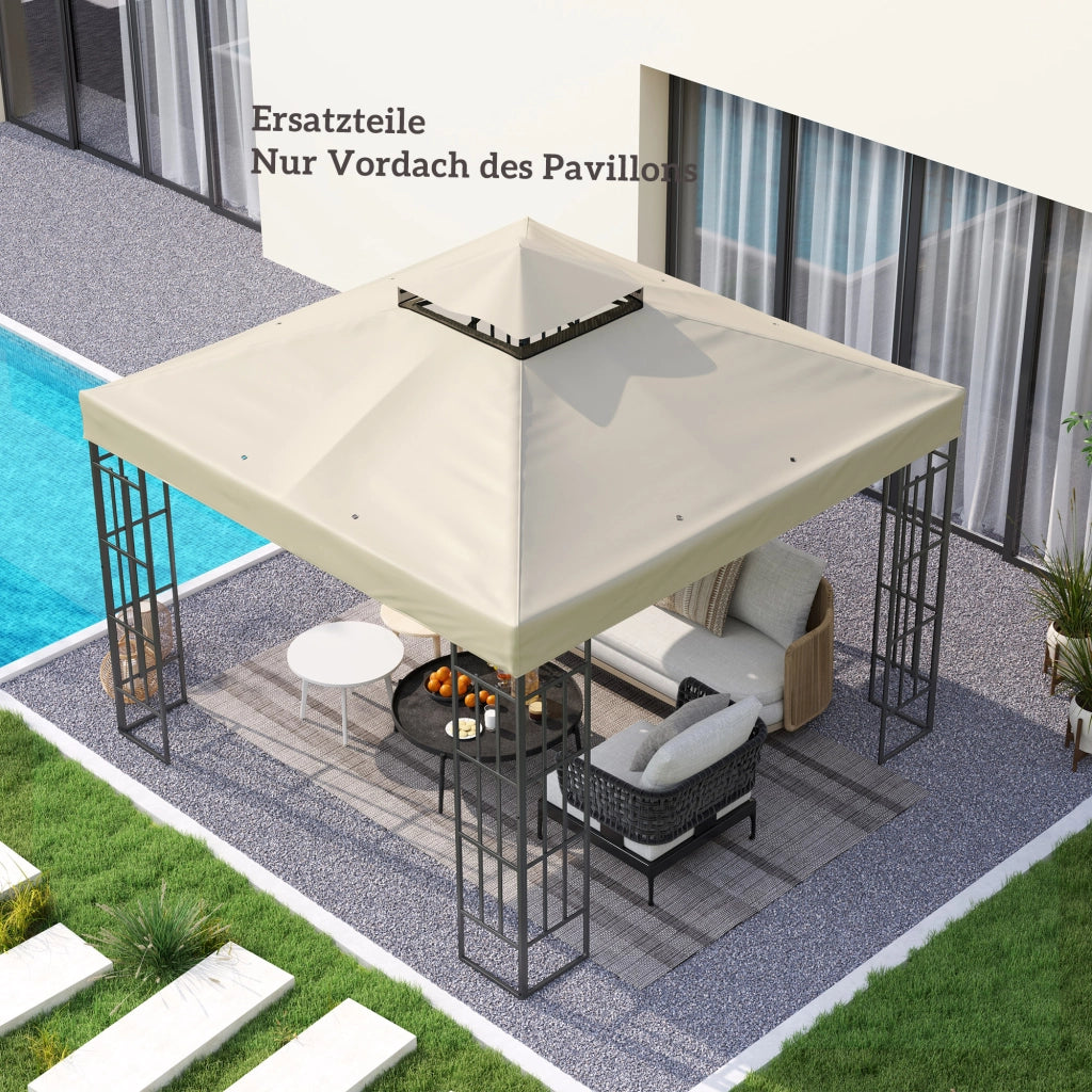 Tetto di Ricambio per Gazebo 3x3m ¨C Xylo ¨C Beige Crema con Fori Drenaggio UPF30+