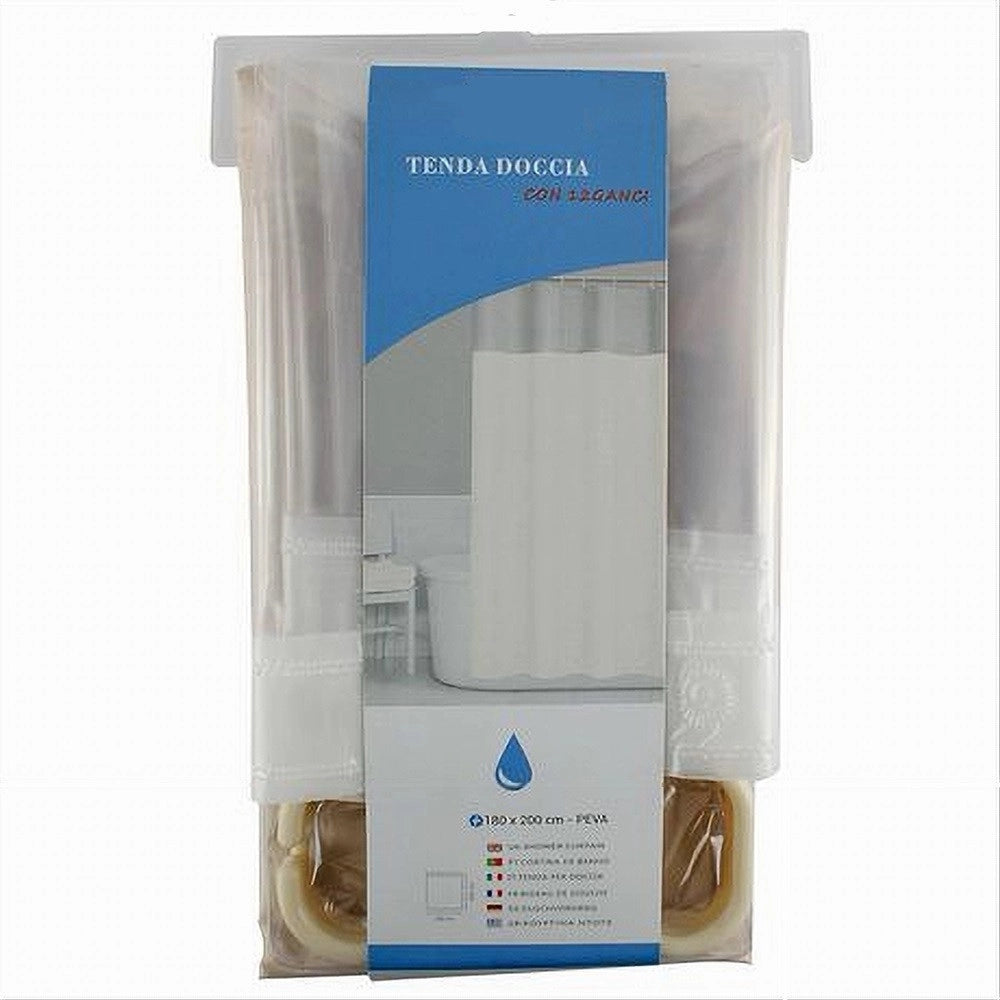 Trade Shop - Tenda Da Doccia Vasca Bagno Peva Con 12 Ganci 180x200 Cm Trasparente Beige 69492 -
