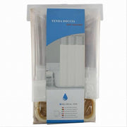 Trade Shop - Tenda Da Doccia Vasca Bagno Peva Con 12 Ganci 180x200 Cm Trasparente Beige 69492 -