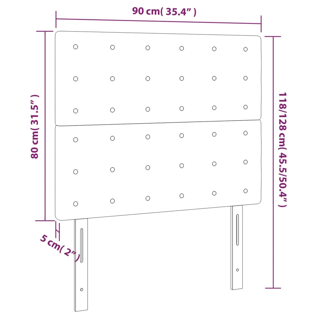 Testiera a LED-Testata con LED nero 90x5x118/128 cm in Similpelle 801069