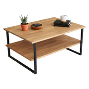 Tavolino da salotto Aprica, Tavolo basso da caffè, Portariviste per divano, Ripiano da soggiorno, 85x60h40 cm, Quercia