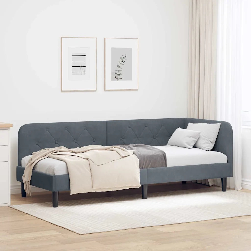 Cornice del letto ad angolo Grigio scuro 80 x 200 cm Velluto 42016587