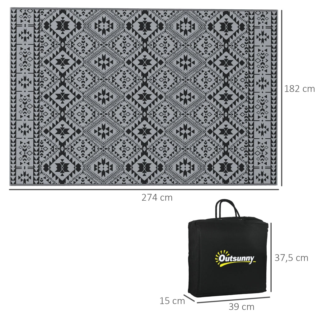 Tappeto da Esterno Reversibile ¨C zephmum ¨C 182x274cm, Nero/Grigio