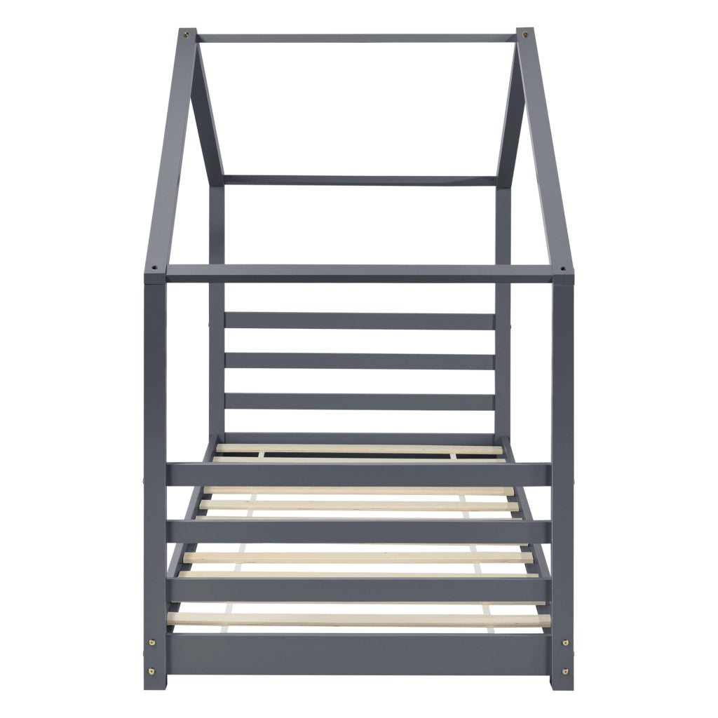 Letto a Casetta per Cameretta Vardø 90x200 cm Legno - Grigio Scuro [en.casa]