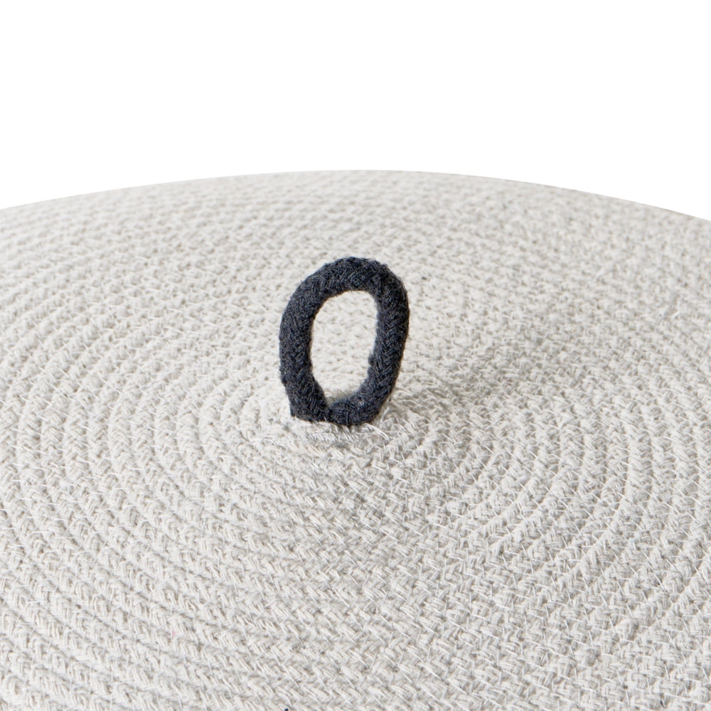 Set di 2 cesti in cotone grigio e bianco con coperchio, accessori in stile boho per la lavanderia