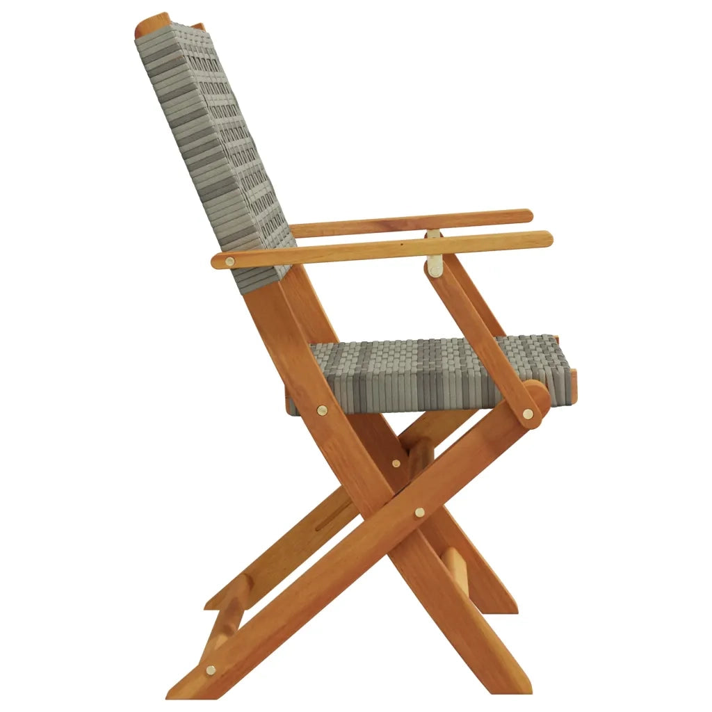 Sedie da Giardino 2 pz | Sedie da Esterno Grigie Legno Massello Acacia e Polyrattan