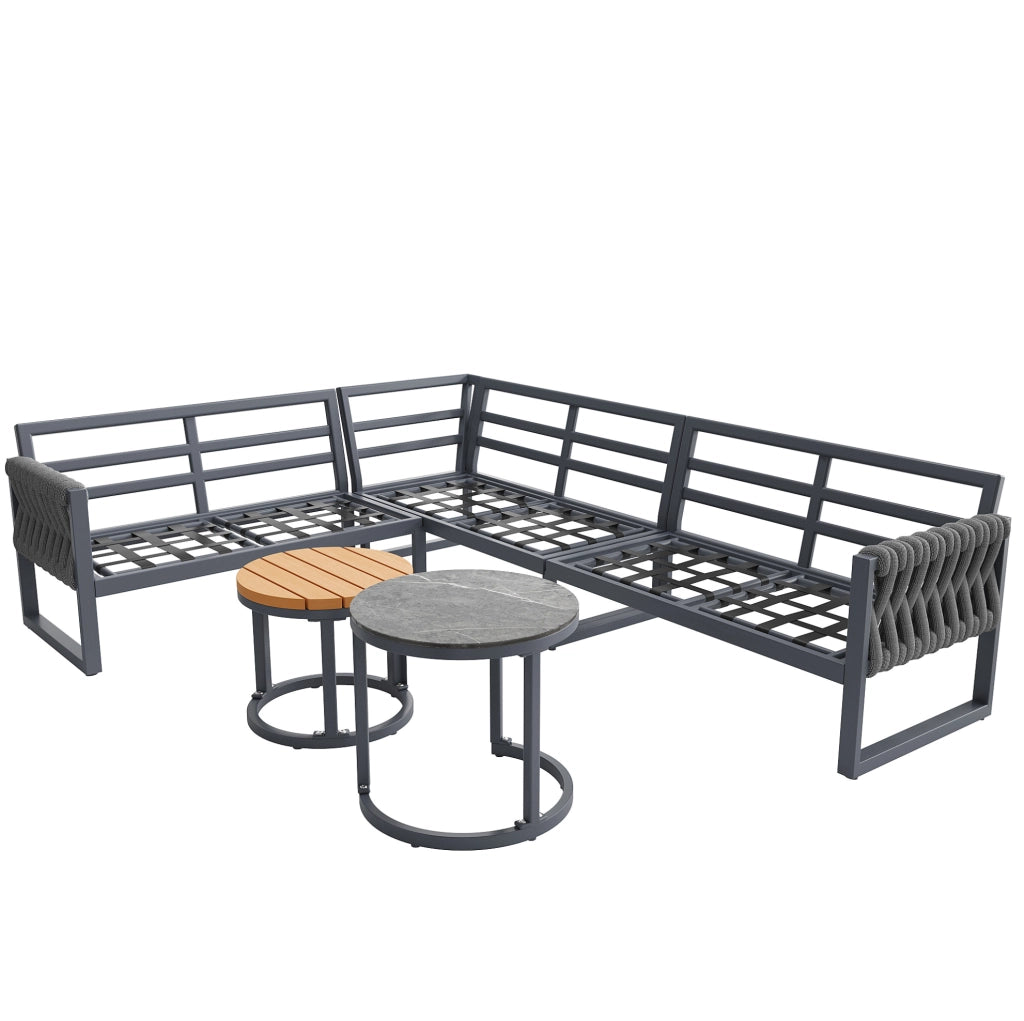 Salotto da giardino modulare; combinabile liberamente; Olefin grigio