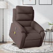 Poltrona Alzapersona Massaggio Elettrica Marrone Scuro Tessuto 3205021