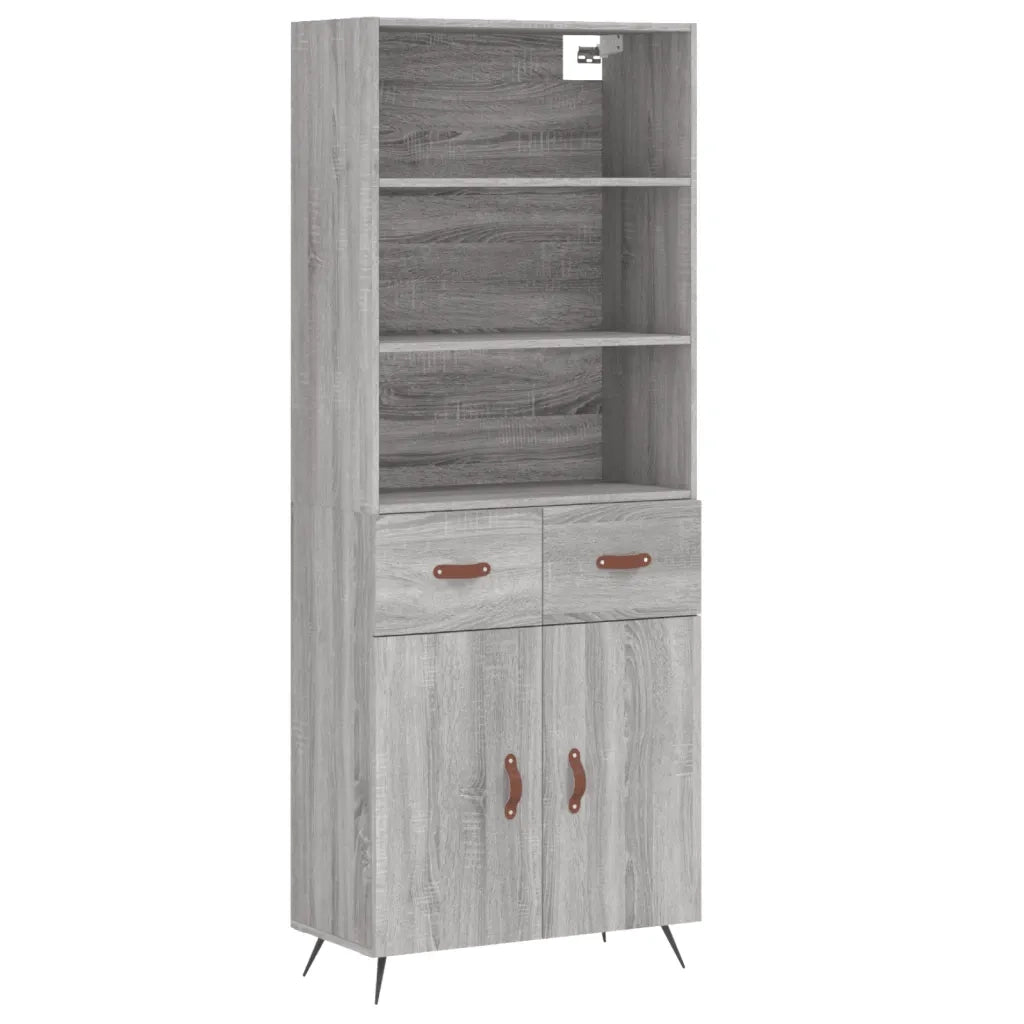 Credenza Grigio Sonoma 69,5x34x180 cm in Legno Multistrato 3200495