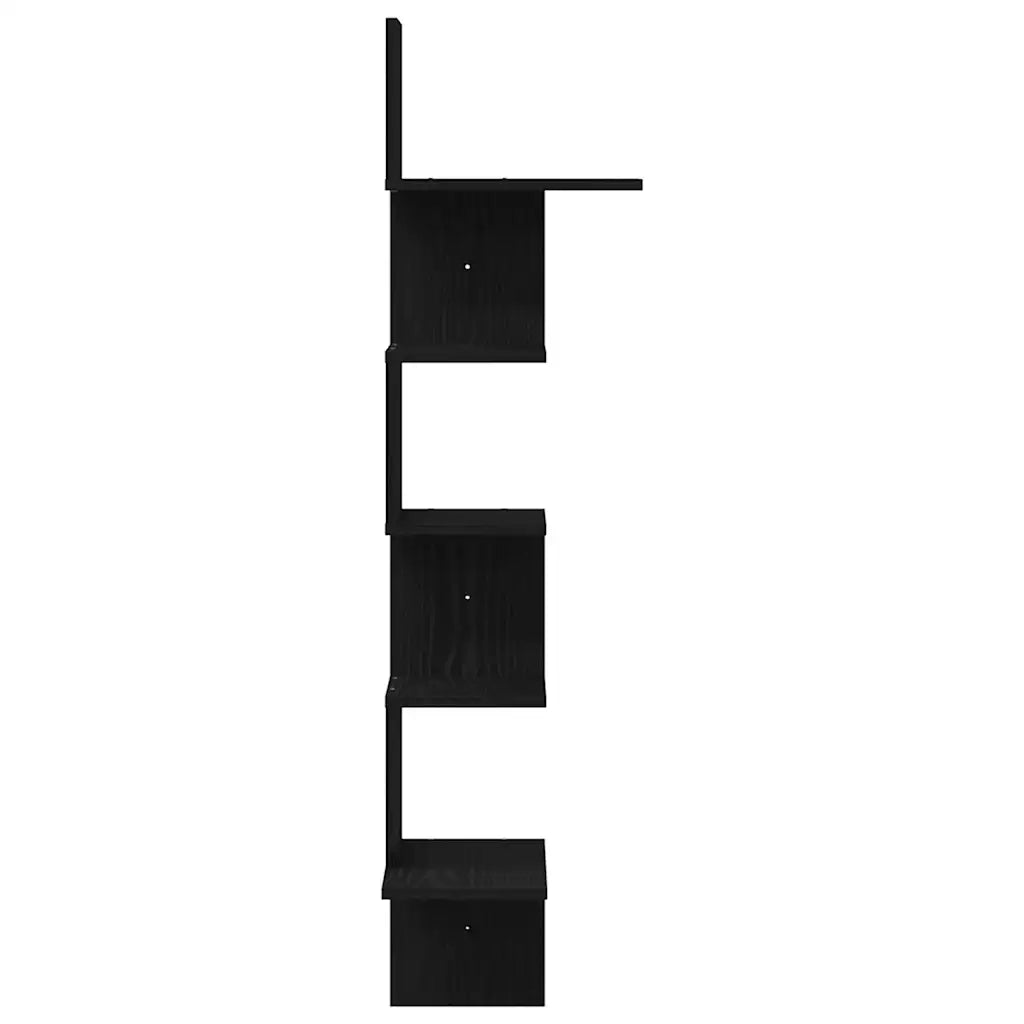 Scaffale Angolare Muro Nero 32x32x127,5 cm Legno Multistrato 860518