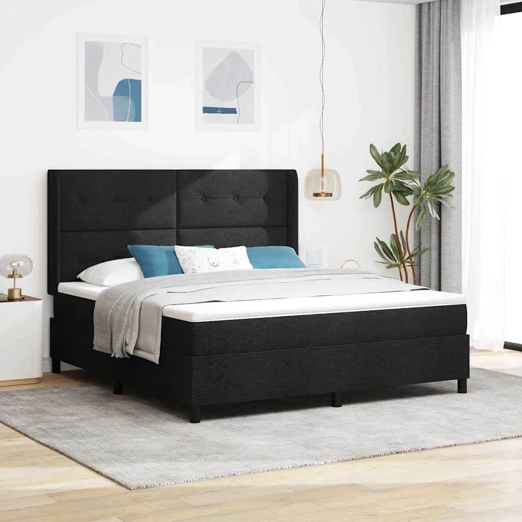 Letto a Sorgente LED con materasso Nero 180 x 200 cm Tessuto 3343520
