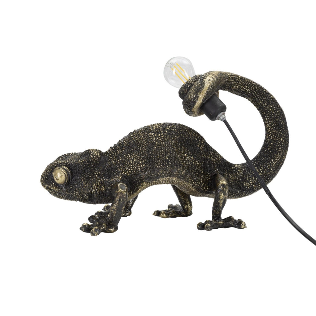 Lampada da Tavolo Camaleonte, Nero, Poliresina, 37,5x16,5x22 cm, Seven Design