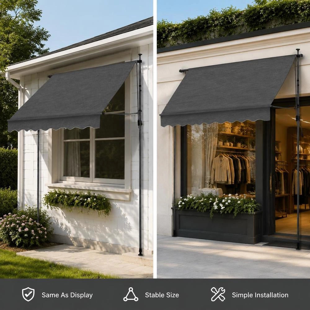 Retractable Awning, Manually Operated, With LED, 150 Cm, Anthracite