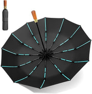 Paraplu grande e resistente alle tempeste - adatto per 2 persone - nero - impugnatura in legno - diametro 108 cm