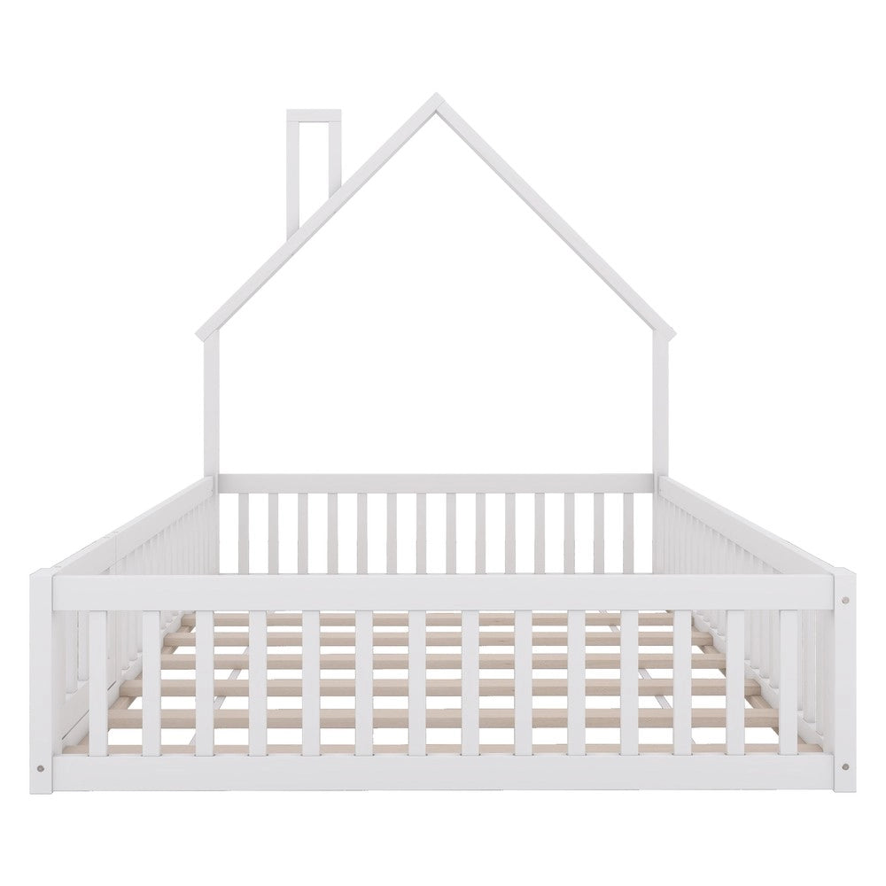 Letto Imbottito Singolo in Legno di Pino ¨C MINIMAL ¨C Bianco, 140x200, con Rete a Doghe
