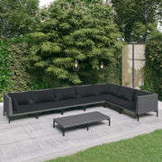 Set Divani Giardino 8 pz con Cuscini in Polyrattan Grigio Scuro cod mxl 41123