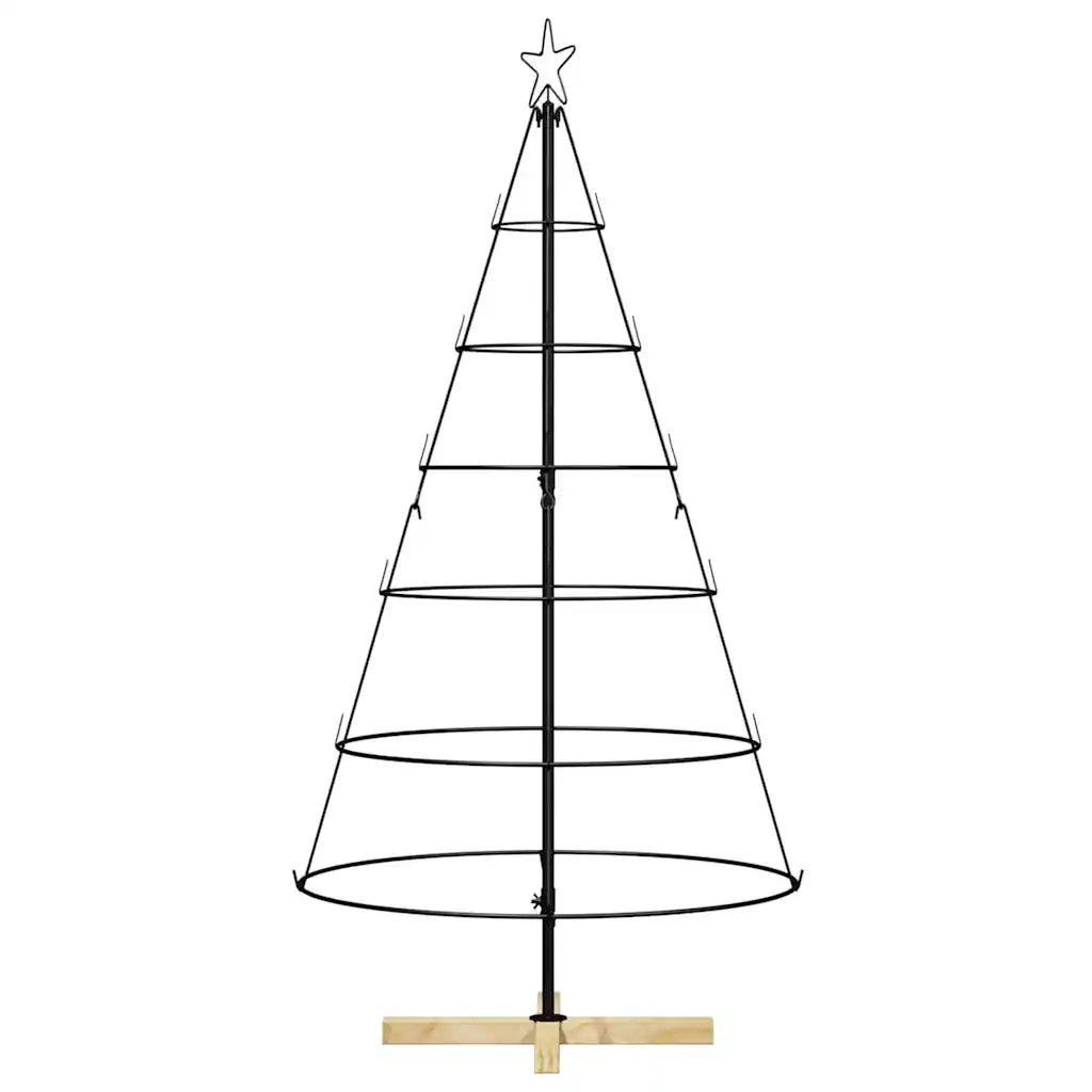 Albero a Cono di Natale con supporto Nero 154 cm Acciaio