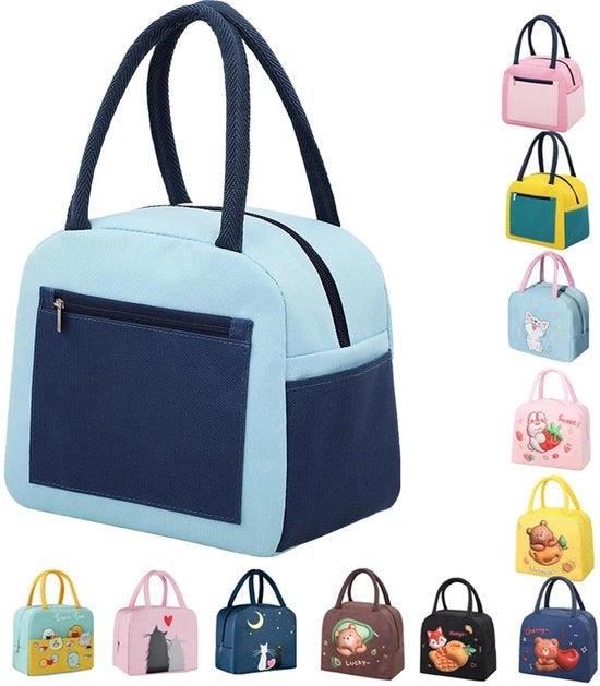Tas per pranzo estiva, borsa isolata per donne, borsa isolata per il pranzo, valigetta per il ghiaccio, organizzatore impermeabile per il pranzo per bambini e studenti, viaggio, picnic, scuola (blu tibetano)