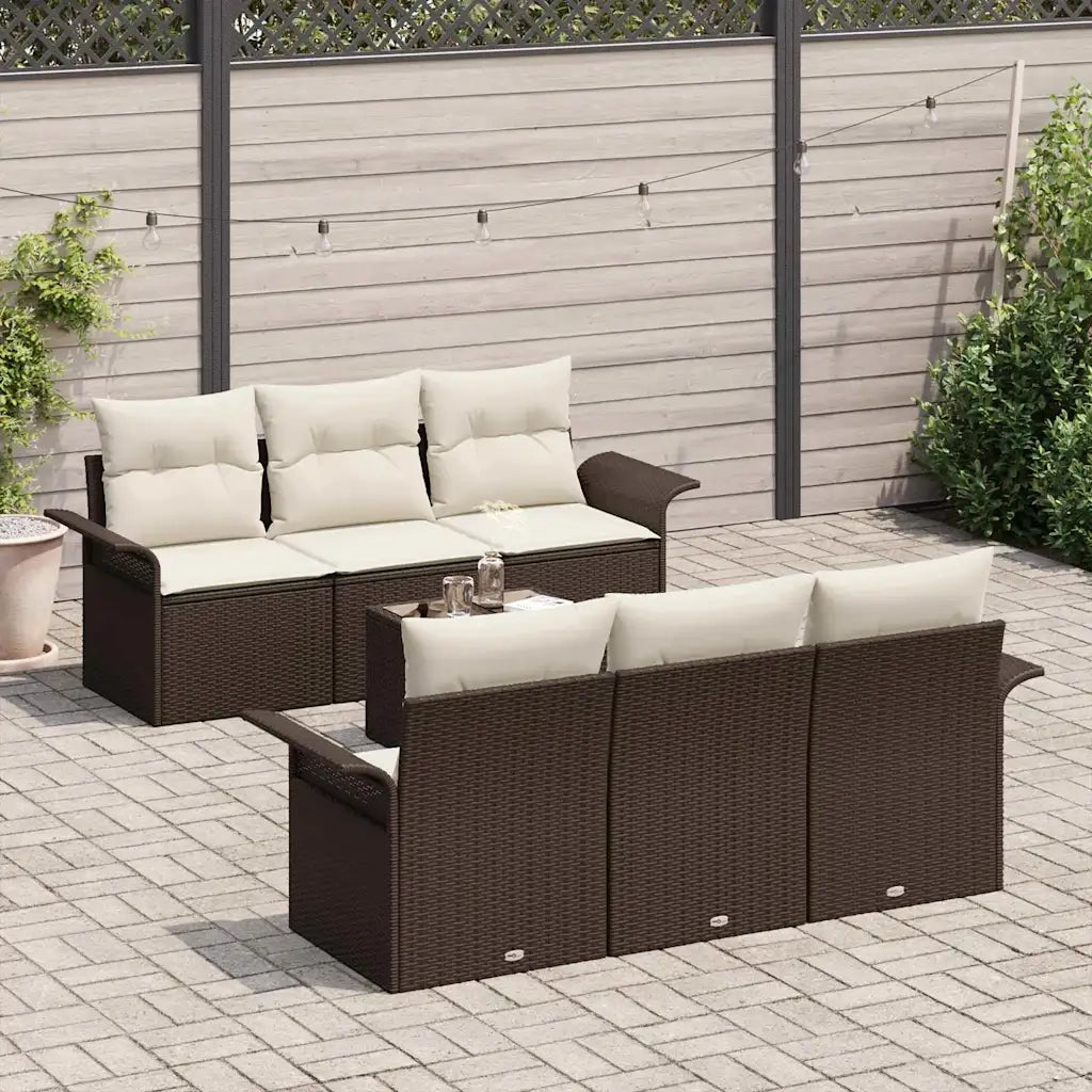 Set Divano da Giardino con cuscino 7 pcs Marrone polyrattan 3345248