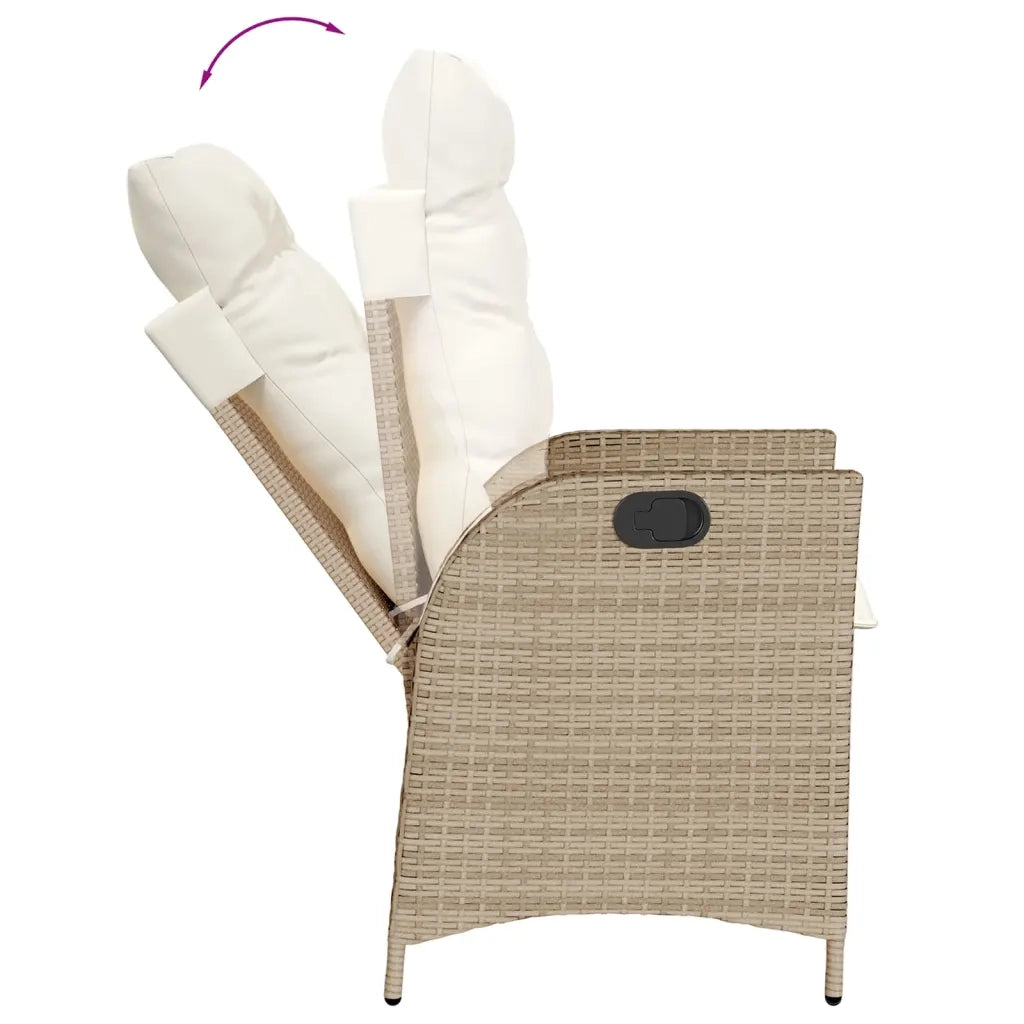 Set da Pranzo da Giardino 7 pz con Cuscini Beige in Polyrattan 3213249