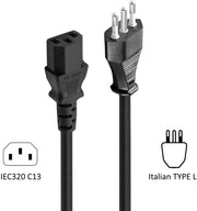 Cavo Alimentazione Spina italiana 10A a VDE IEC C13, 1.8 mt, cavo H05VV-F 3G, nero [Italia]