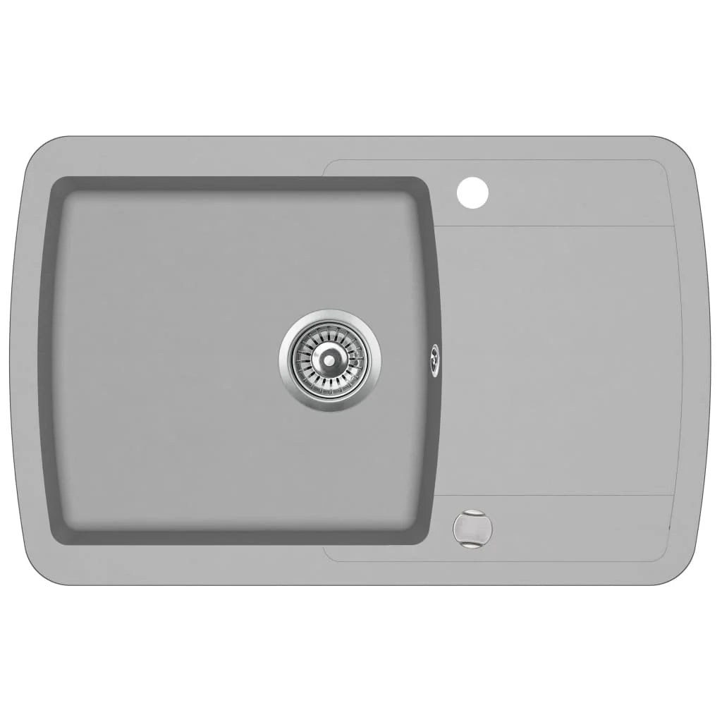 Lavello da cucina in granito vasca singola 78 x 50 cm grigio 02_0002314