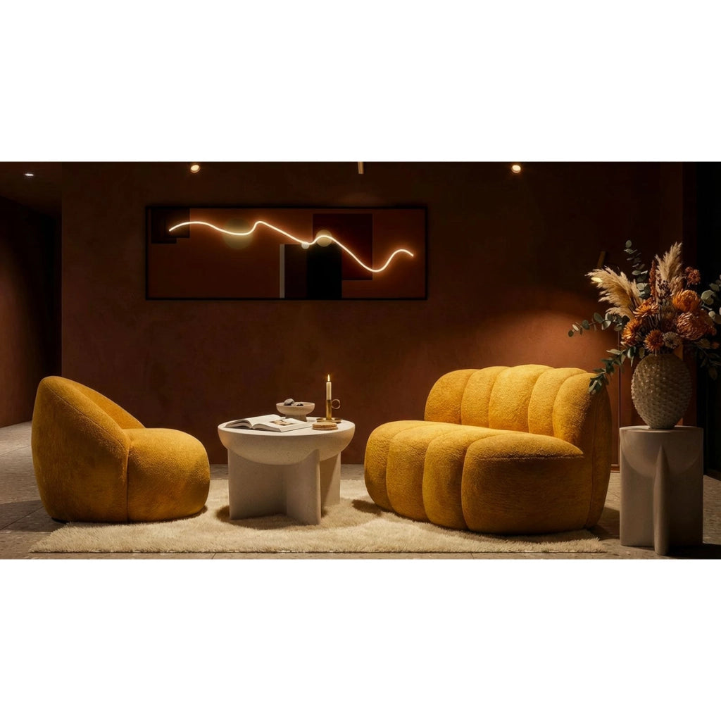 Divano VKH1061, Giallo, Spugna, 145x80x69 cm